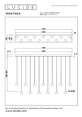 Lucide Premium MONTANA - Hängeleuchte - LED Dimb. - CCT - 13x5,7W 2700K/4000K - Kaffee
