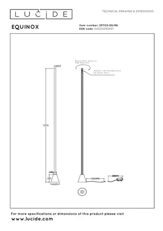 Lucide EQUINOX - Stehleuchte - LED 3 StepDim - CCT - Manueller Bewegungssensor - Kaffee Lucide EQUINOX - Stehleuchte - LED 3 StepDim - CCT - Manueller Bewegungssensor - Kaffee
