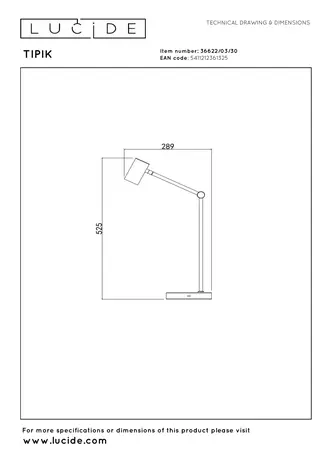 Lucide TIPIK - Wiederaufladbare Schreibtischlampe - Batterie/Batterie - LED 3 StepDim - 1x3W 2700K - Schwarz