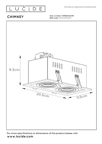 Lucide CHIMNEY - Downlight - 2xGU10 - Schwarz