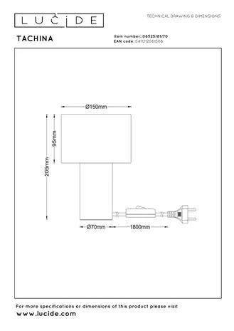 Lucide TACHINA - Tischleuchte - 1xE14 - Natur