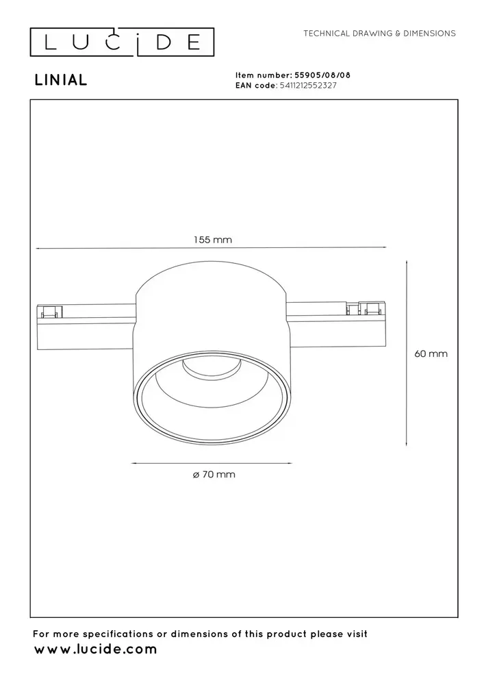 Lucide LINIAL LUX Trackspot - 1-Phasen-Schienensystem/ Stromschienenbeleuchtung - 1xLED - Mattschwarz Chrom