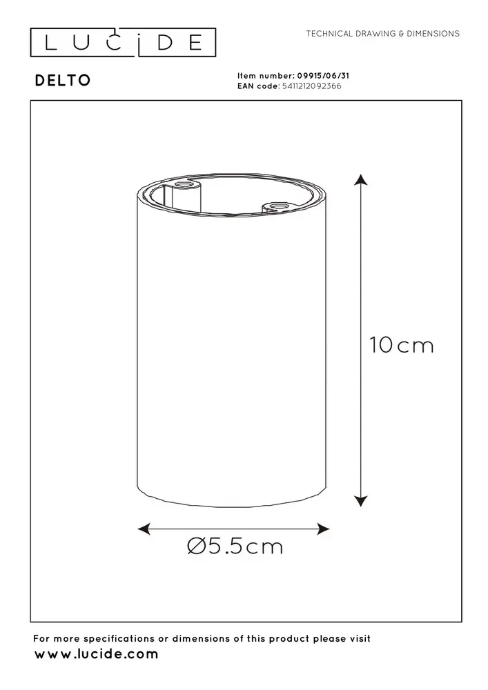 Lucide DELTO - Deckenstrahler - Ø 5,5 cm - LED Dim to warm - GU10 - 1x5W 2200K/3000K - Weiß Lucide DELTO - Deckenstrahler - Ø 5,5 cm - LED Dim to warm - GU10 - 1x5W 2200K/3000K - Weiß