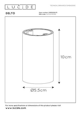 Lucide DELTO - Deckenstrahler - Ø 5,5 cm - LED Dim to warm - GU10 - 1x5W 2200K/3000K - Weiß Lucide DELTO - Deckenstrahler - Ø 5,5 cm - LED Dim to warm - GU10 - 1x5W 2200K/3000K - Weiß