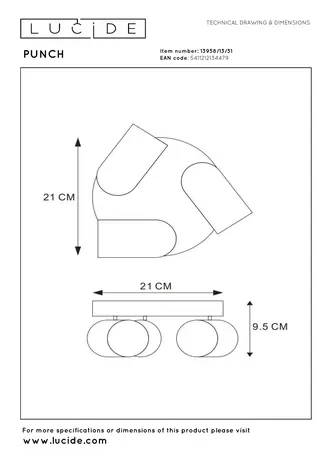 Lucide PUNCH - Deckenstrahler - Ø 21 cm - 3xGU10 - Weiß