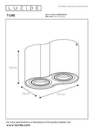 Lucide TUBE - Deckenstrahler - 2xGU10 - Weiß