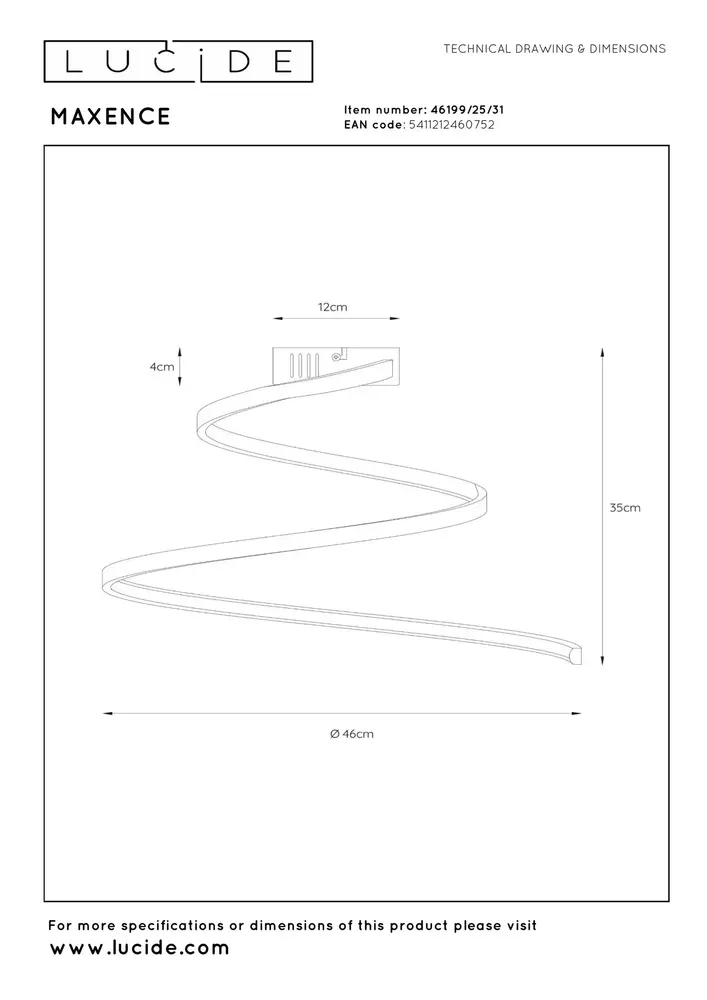 Lucide MAXENCE - Deckenleuchte - Ø 46 cm - LED 3 StepDim - 1x24W 3000K - Weiß