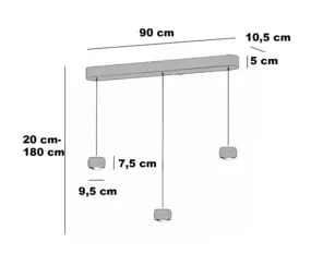 Freelight Hängelampe Cosmo 3-flammig L 90 cm Komfortlift Bronze Gold
