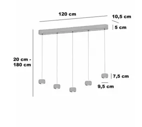 Freelight Hängelampe Cosmo 5-flammig L 120 cm Komfortlift Bronze Gold Freelight Hängelampe Cosmo 5-flammig L 120 cm Komfortlift Bronze Gold
