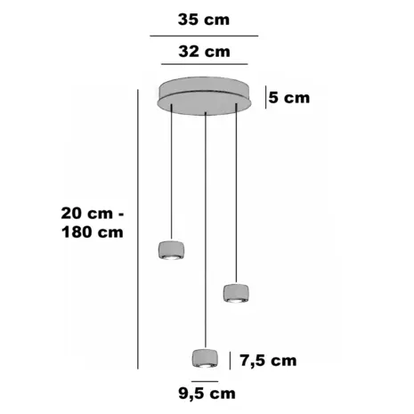 Freelight Hängelampe Cosmo 3-flammig Ø 35 cm Komfortlift Bronze Gold Freelight Hängelampe Cosmo 3-flammig Ø 35 cm Komfortlift Bronze Gold