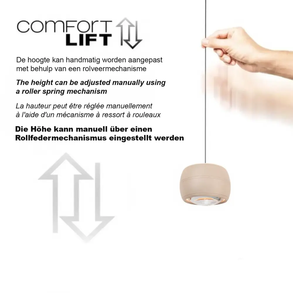 Freelight Hängelampe Cosmo 3-flammig Ø 35 cm Komfortlift beige Freelight Hängelampe Cosmo 3-flammig Ø 35 cm Komfortlift beige