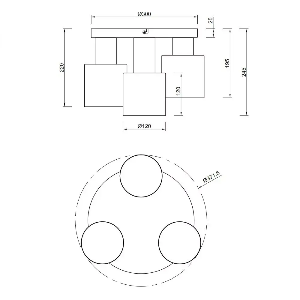 Trio Leuchten Deckenleuchte Agudo 3-flammig Ø 30 cm schwarz Trio Leuchten Deckenleuchte Agudo 3-flammig Ø 30 cm schwarz