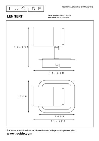 LENNERT - Plafondspot - LED Dimb. - GU10 - 1x5W 3000K - Zwart