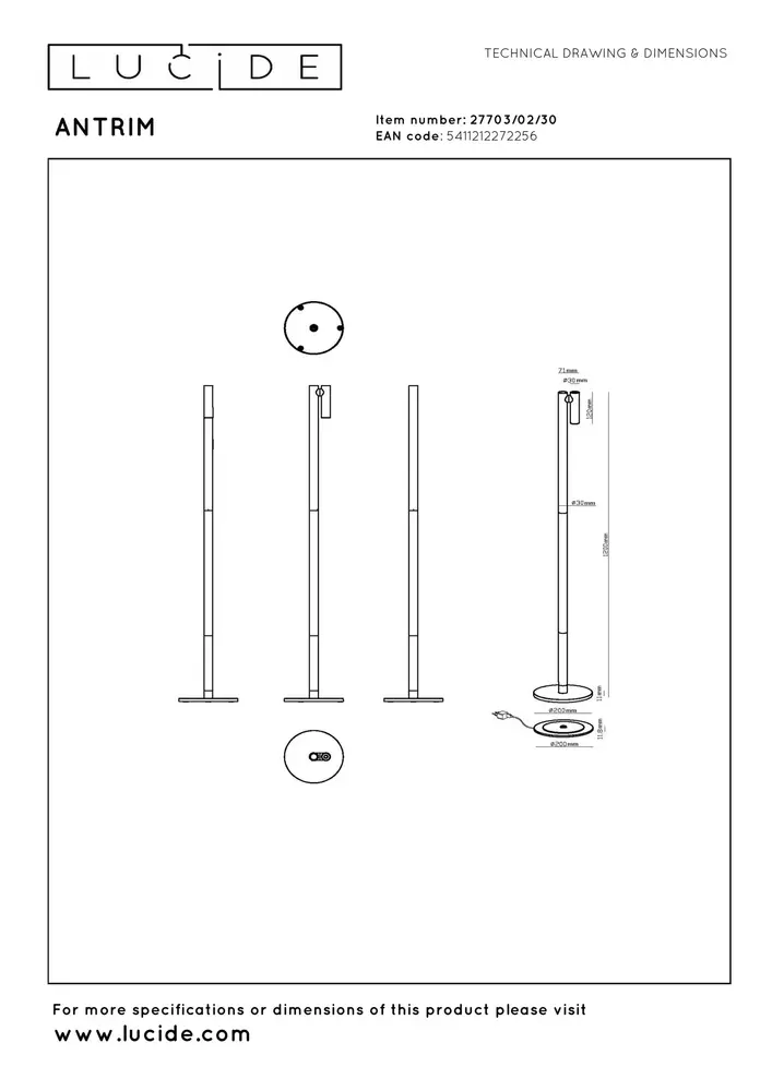 Lucide ANTRIM - Wiederaufladbare Leselampe für den Innen-/Außenbereich - Batterie/Batterie - LED Dimb. - 1x2,2W 2700K - IP54 - Mit kabelloser Ladestation - Schwarz