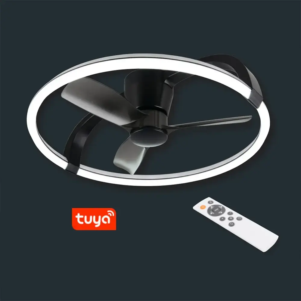 Trio Leuchten Deckenventilator Stockholm RGB WIFI Ø 74 cm schwarz