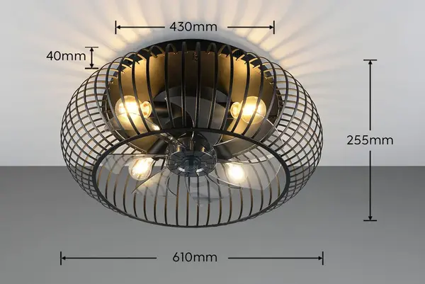 Trio Leuchten Deckenventilator Johanna Ø 61 cm, schwarz