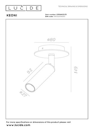KEONI – Deckenstrahler – Ø 8 cm – LED – 1xG9 – Weiß | Essential