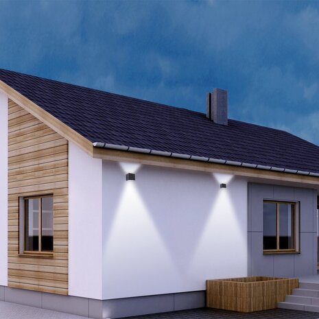 Steinhauer Außenleuchte Boxx inkl. LED 2-Licht Tag-Nacht-Sensor schwarz