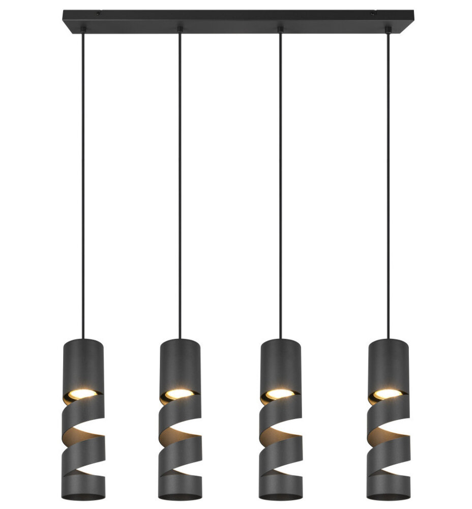 Trio Leuchten Hängelampe Stream 4-flammig L 80 cm schwarz