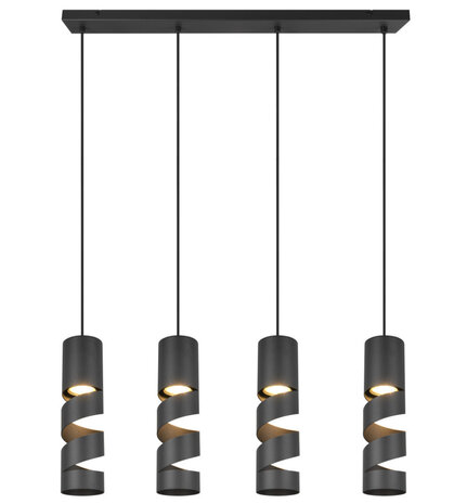 Trio Leuchten Hängelampe Stream 4-flammig L 80 cm schwarz