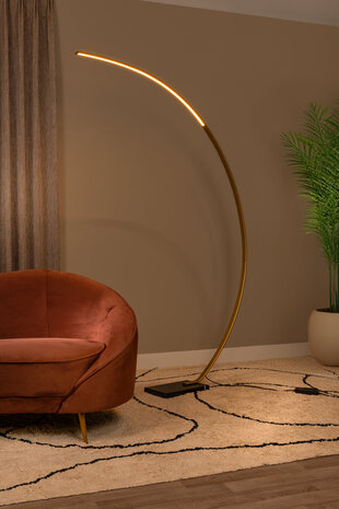 Lucide CURVE – Bogenlampe – LED, dimmbar – 1×15 W, 2700 K – Mattgold / Messing