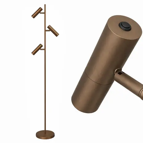 Freelight Stehlampe Undici, 3-flammig, H 165 cm, bronze-gold