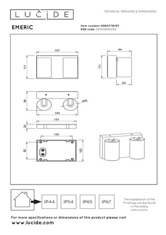 Lucide EMERIC – Wandstrahler / Wandleuchte für den Innen- und Außenbereich – LED – CCT – 2×9 W 2700 K/4000 K – IP65 – Rostbraun | Essential Lucide EMERIC – Wandstrahler / Wandleuchte für den Innen- und Außenbereich – LED – CCT – 2×9 W 2700 K/4000 K – IP65 – Rostbraun | Essential
