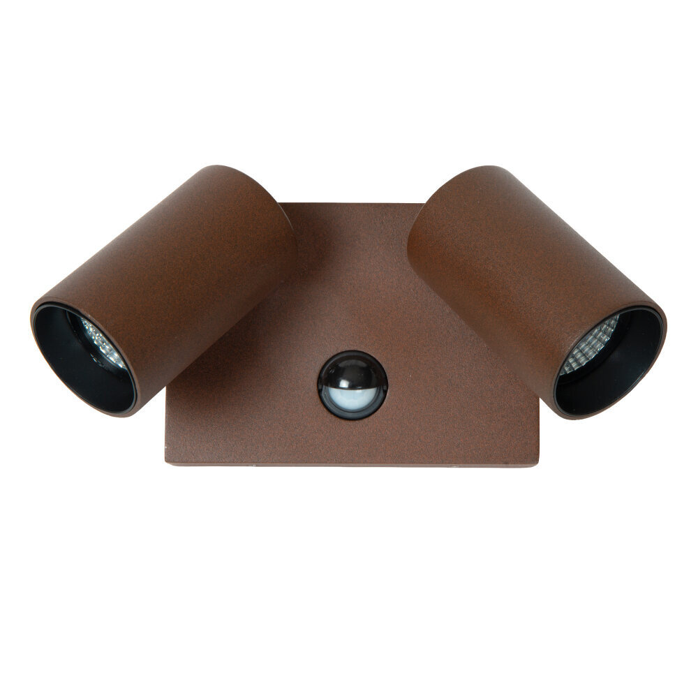 Lucide EMERIC – Wandstrahler / Wandleuchte für den Innen- und Außenbereich – dimmbare LED – CCT – 2×9 W 2700 K/4000 K – IP65 – Bewegungssensor – Rostbraun | Essential