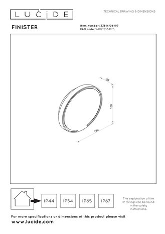 Lucide FINISTER – Wandleuchte für den Innen- und Außenbereich – Ø 13 cm – LED – 1x6W 2700K – IP54 – Rostbraun | Essential