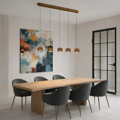 Freelight Hängelampe Cosmo 5-flammig L 120 cm Komfortlift Bronze Gold Freelight Hängelampe Cosmo 5-flammig L 120 cm Komfortlift Bronze Gold