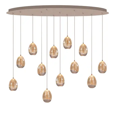 Highlight Hängelampe Egg oval 12-flammig L 140 cm Champagner