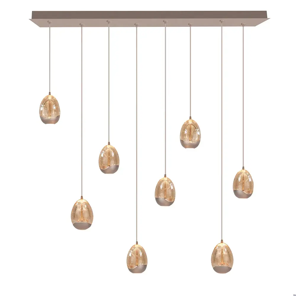 Highlight Hängelampe Egg 8-flammig L 115 x B 18 cm Champagner
