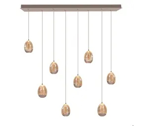 Highlight Hängeleuchte Egg, 8-flammig, L 115 x B 18 cm, champagnerfarben