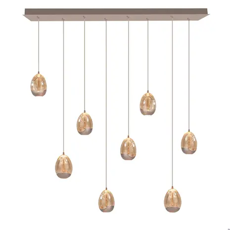 Highlight Hängelampe Egg 8-flammig L 115 x B 18 cm Champagner