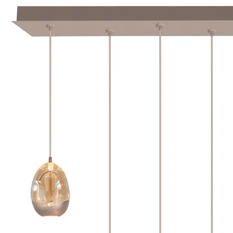 Highlight Hängeleuchte Egg, 8-flammig, L 115 x B 18 cm, champagnerfarben