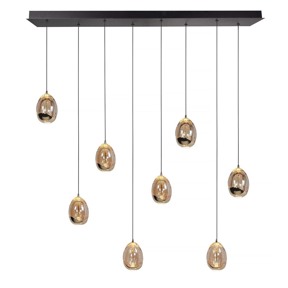 Highlight Hängelampe Golden Egg 8-flammig L 115 x B 18 cm bernstein-schwarz