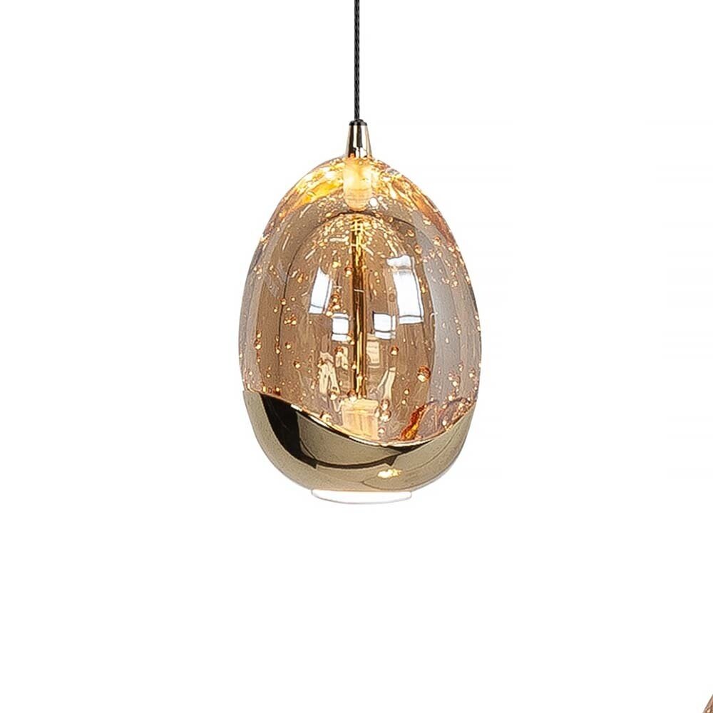 Highlight Hängelampe Golden Egg 8-flammig L 115 x B 18 cm bernstein-schwarz