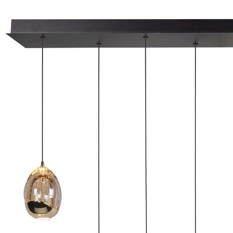 Highlight Hängelampe Golden Egg 8-flammig L 115 x B 18 cm bernstein-schwarz