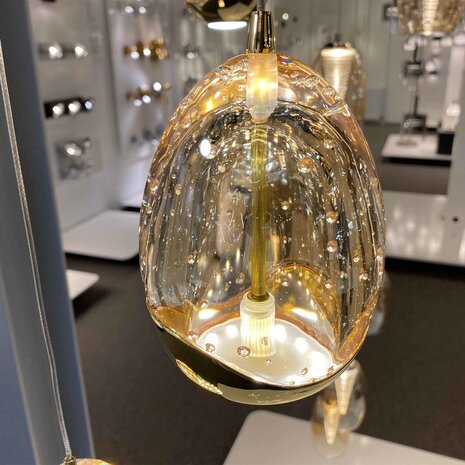 Highlight Hängelampe Golden Egg 8-flammig L 115 x B 18 cm bernstein-schwarz