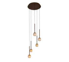 Lucide CALINA - Hängeleuchte - Ø 41,9 cm - LED Dimmb. - CCT - 5x8,4W 2200K/3300K - Mit austauschbarem LED-Modul - Amber | Premium Lucide CALINA - Hängeleuchte - Ø 41,9 cm - LED Dimmb. - CCT - 5x8,4W 2200K/3300K - Mit austauschbarem LED-Modul - Amber | Premium