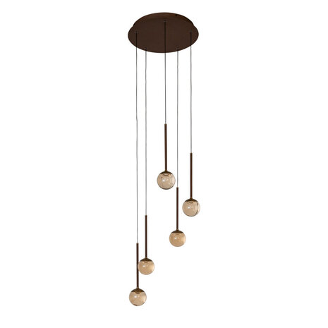 Lucide CALINA – Hängeleuchte – Ø 41,9 cm – dimmbare LED – CCT – 5 × 8,4 W 2200 K/3300 K – mit austauschbarem LED-Modul – Bernstein | Premium