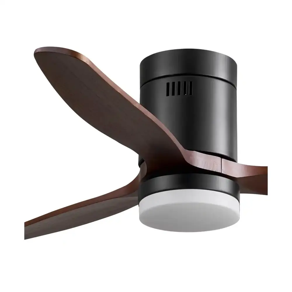 CristalRecord Deckenventilator Nine, Ø 132 cm, Teakholz, schwarz