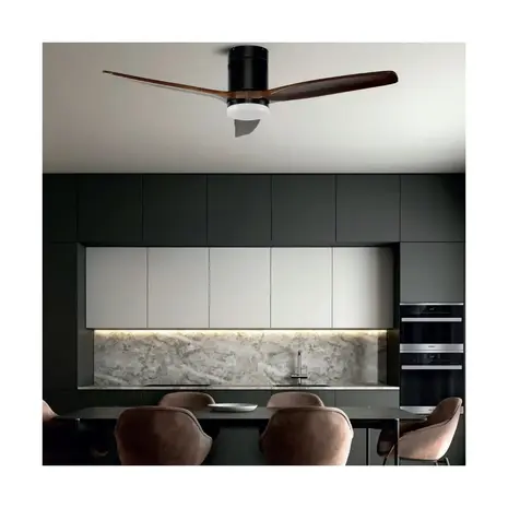 CristalRecord Deckenventilator Nine, Ø 132 cm, Teakholz, schwarz