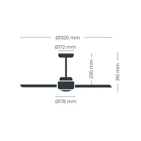 CristalRecord Deckenventilator Nine Ø 132 cm Teak schwarz