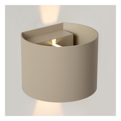 ARMIN - Wandspot / Wandlamp Binnen/Buiten - LED - CCT - 2x3,5W 2700K/4000K - IP54 - Taupe | Essential ARMIN - Wandspot / Wandlamp Binnen/Buiten - LED - CCT - 2x3,5W 2700K/4000K - IP54 - Taupe | Essential