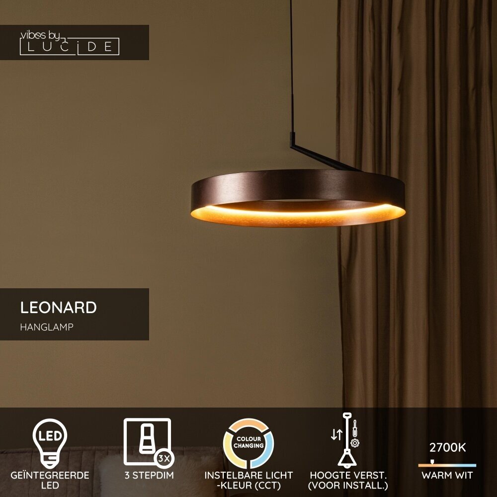 Lucide LEONARD - Hängelampe - Ø 55 cm - LED 3 StepDim - CCT - 1x36W 2200K/4000K - Kaffee | Vibes Lucide LEONARD - Hängelampe - Ø 55 cm - LED 3 StepDim - CCT - 1x36W 2200K/4000K - Kaffee | Vibes