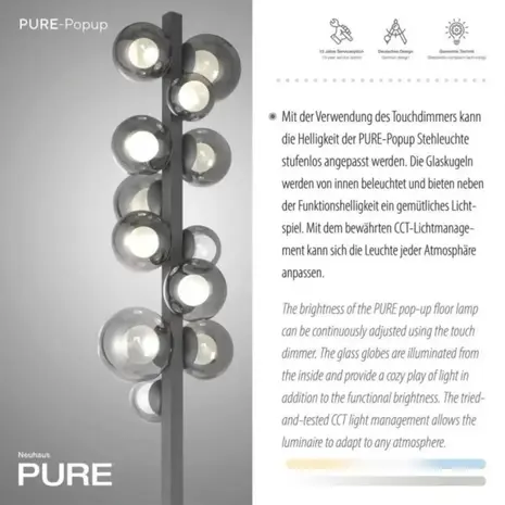 Neuhaus PURE Stehleuchte Popup H 160 cm dunkelgrau Neuhaus PURE Stehleuchte Popup H 160 cm dunkelgrau