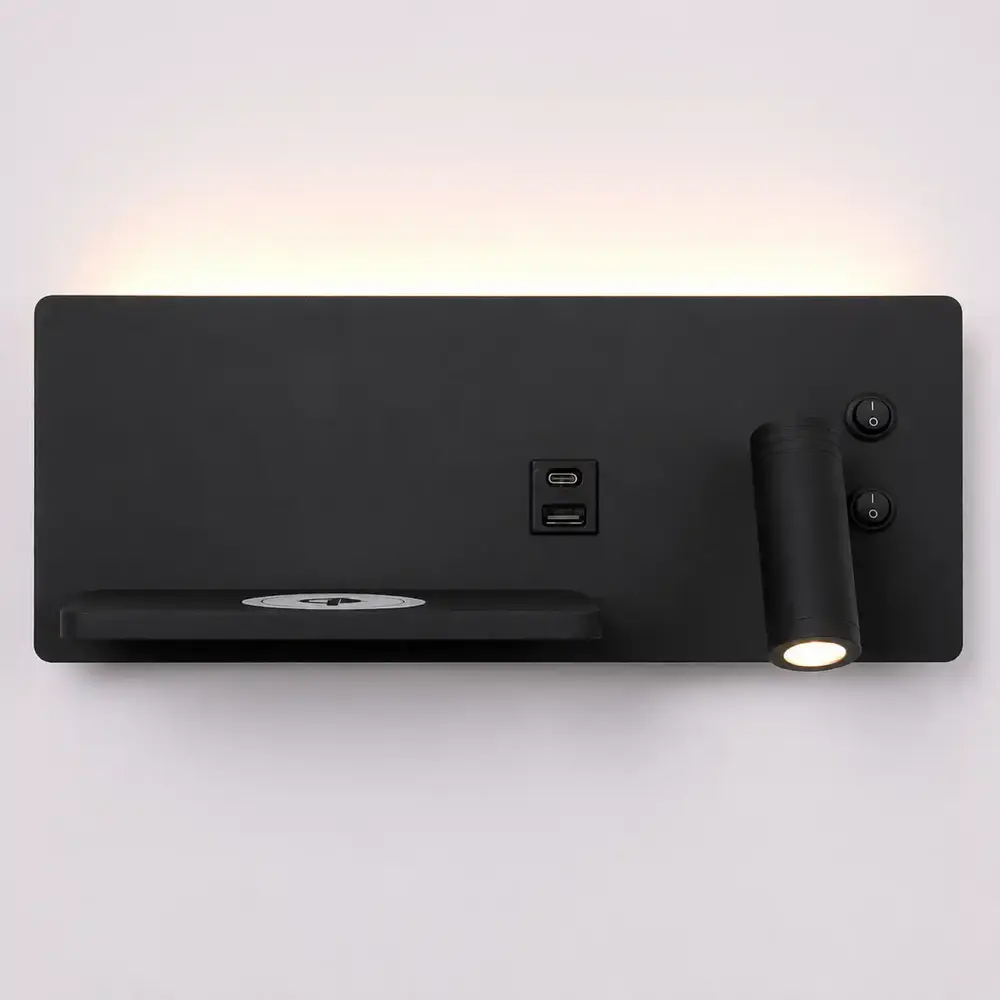 Artdelight Wandleuchte Charge USB rechts schwarz
