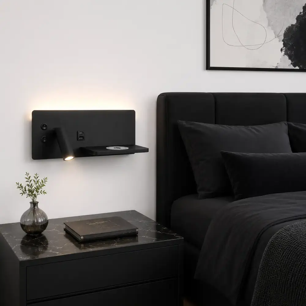 Artdelight Wandleuchte Charge USB links schwarz Artdelight Wandleuchte Charge USB links schwarz