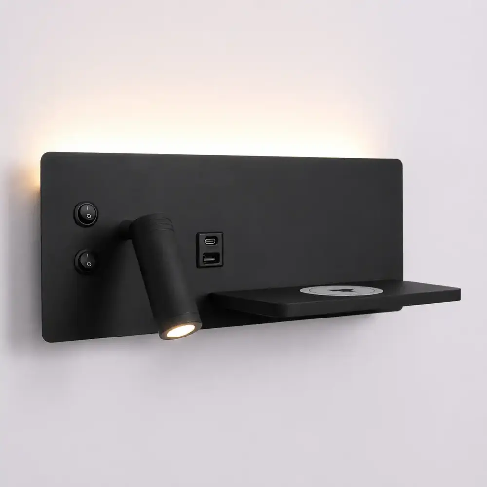 Artdelight Wandleuchte Charge USB links schwarz Artdelight Wandleuchte Charge USB links schwarz